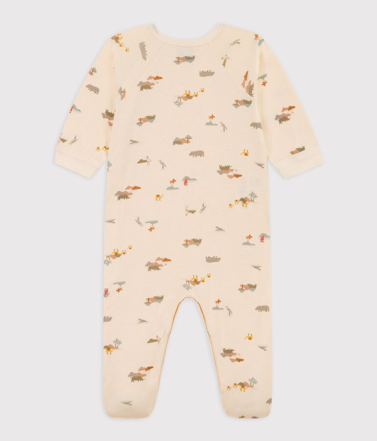 Printed Cotton Sleepsuit Ecru/multicolor