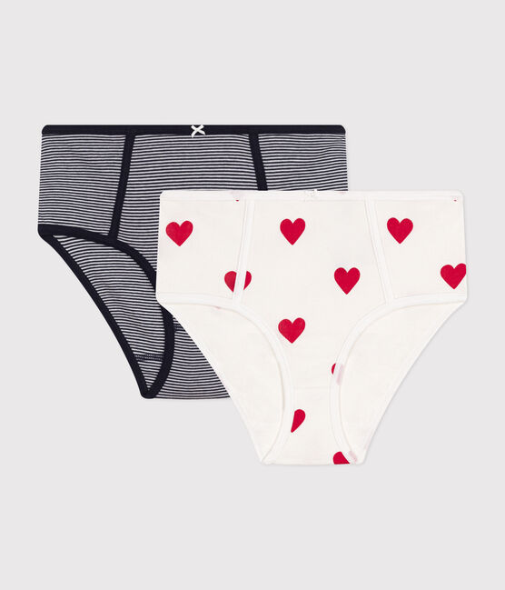 Women's Heart and Stripe High-Waisted Cotton Briefs - 2-Pack Variante 1 PACK
