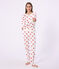Women's heart print cotton pyjamas MARSHMALLOW white/TERKUIT red