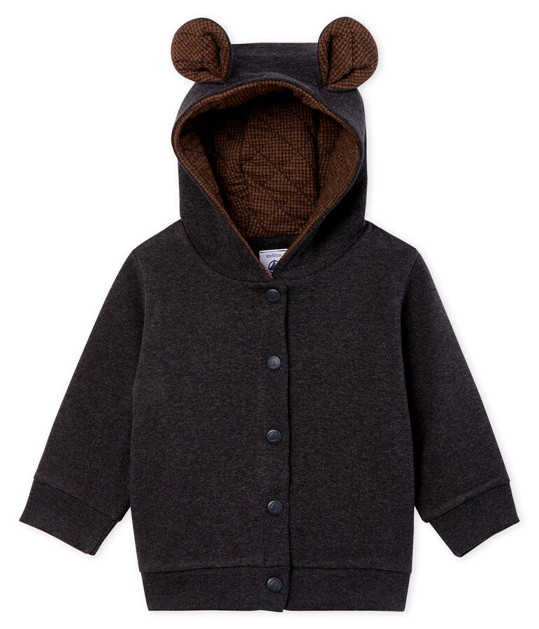 Baby Boys' Hoody in Elastane Rib Knit. grey