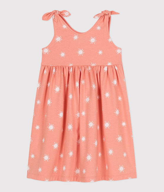 Children's sleeveless printed cotton dress ABRICOT orange/MARSHMALLOW
