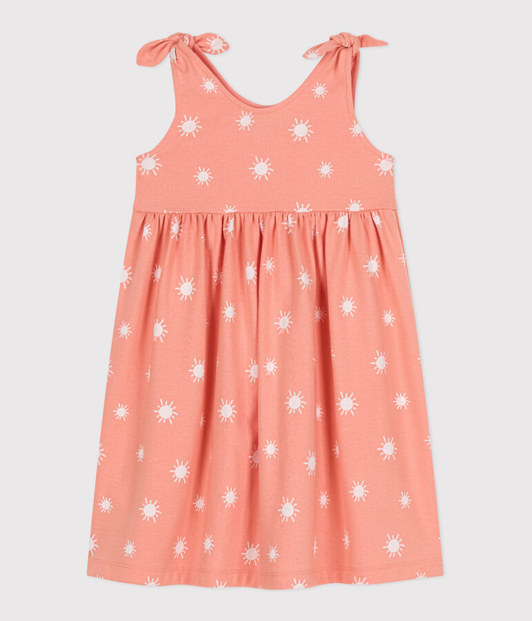 Children's sleeveless printed cotton dress orange/white