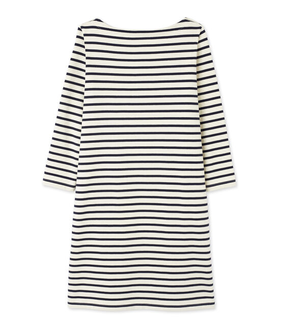 Robe marinière femme en jersey lourd COQUILLE beige/SMOKING blue