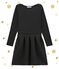 women's low waisted dual fabric dress NOIR black