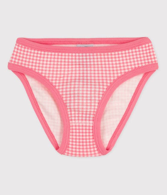 Girls' Cotton Briefs MARSHMALLOW white/GRETEL pink