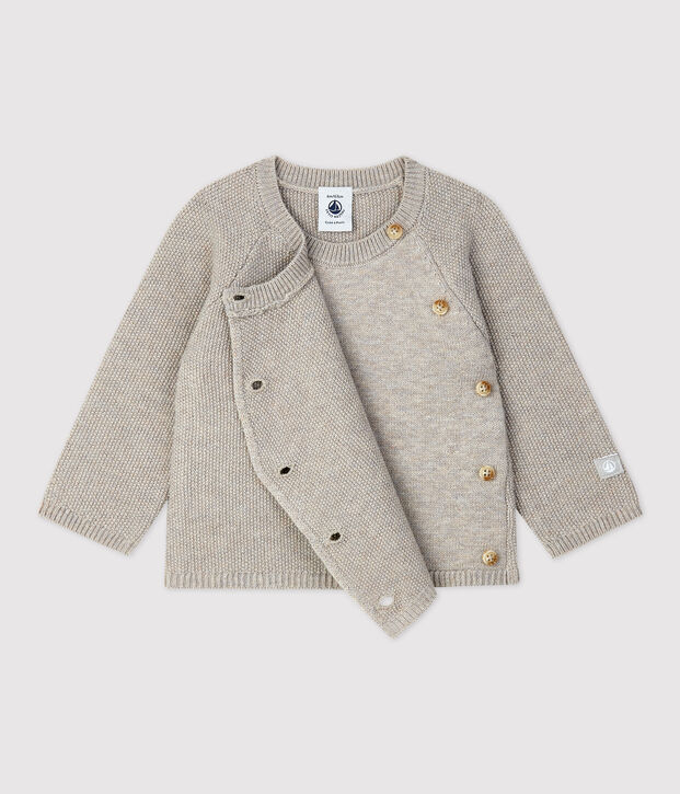 Babies' Wool/Cotton Knit Cardigan FALAISE CHINE