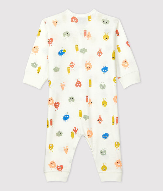 Babies' Footless Cotton and Lyocell Sleepsuit MARSHMALLOW white/MULTICO white