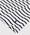 Women's Short-Sleeved Cotton Breton Top MARSHMALLOW white/SMOKING blue