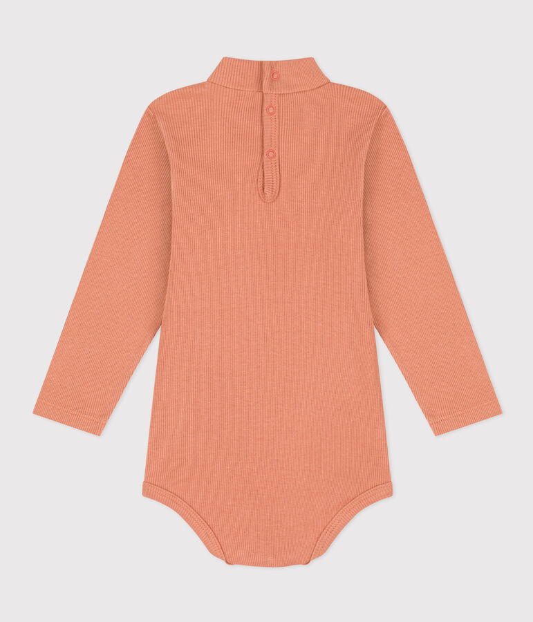 Babies' Long-Sleeved Roll Neck Cotton Bodysuit pink