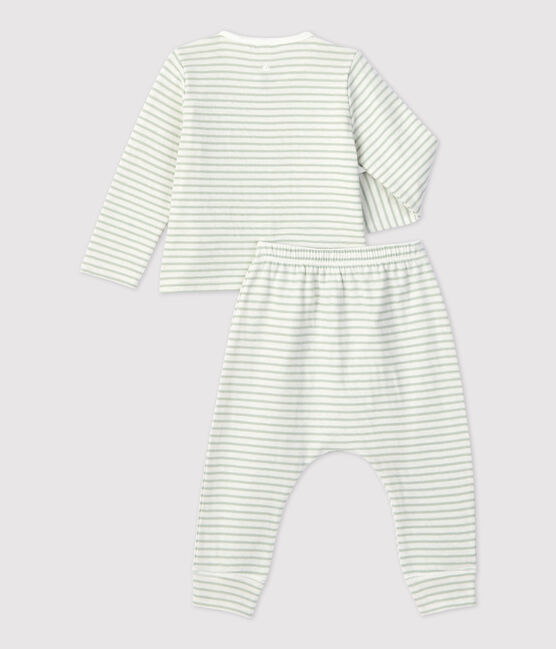 Babies' Organic Striped Tube Knit Clothing - 2-Piece Set MARSHMALLOW white/HERBIER