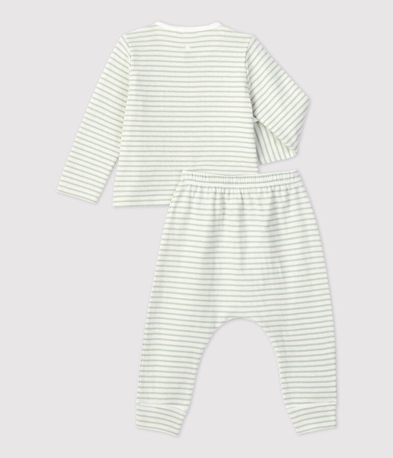 Babies' Organic Striped Tube Knit Clothing - 2-Piece Set white/green