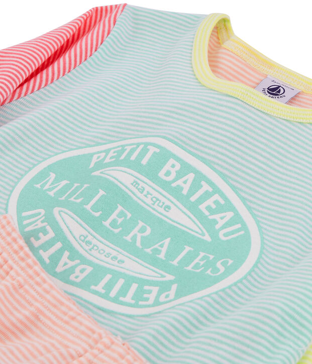 Girls' Ribbed Pyjamas white/multicolor