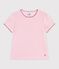 Children's short-sleeved stripy T-shirt pink/white