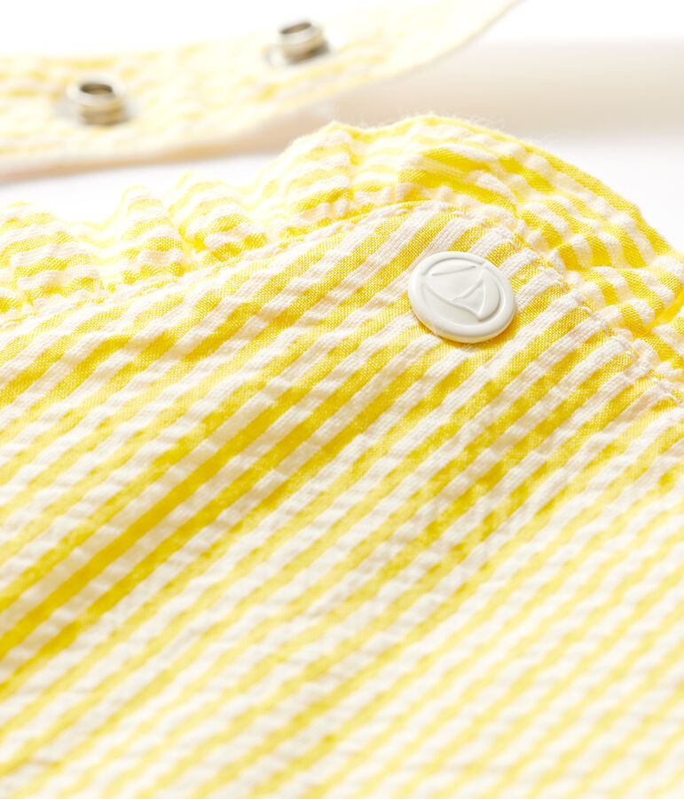 Baby Girls' Stripy Seersucker Dungaree Shorts yellow/white