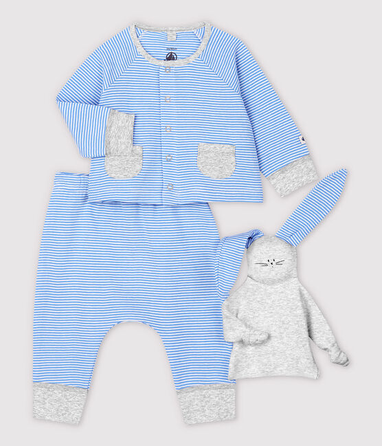 Babies' Blue Organic Cotton Clothing - 3-Pack EDNA blue/MARSHMALLOW white