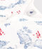 Babies' footless cotton Paris-themed pyjamas MARSHMALLOW white/MULTICO white