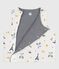 Babies' sleeveless reversible printed cotton cardigan MARSHMALLOW /ADRIATIC