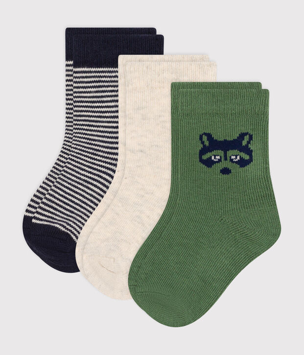 Babies' raccoon design cotton socks - 3-Pack multicolor