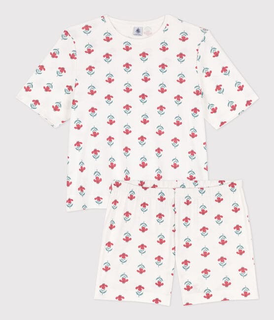 Women's Floral Cotton Short Pyjamas MARSHMALLOW white/MULTICO white