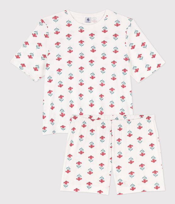 Women's Floral Cotton Short Pyjamas MARSHMALLOW white/MULTICO white