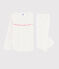 Girls' Polka Dot Ribbed Pyjamas MARSHMALLOW white/MEDIEVAL blue