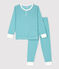 Unisex Striped Cotton/lyocell Pyjamas MIROIR blue/MARSHMALLOW white