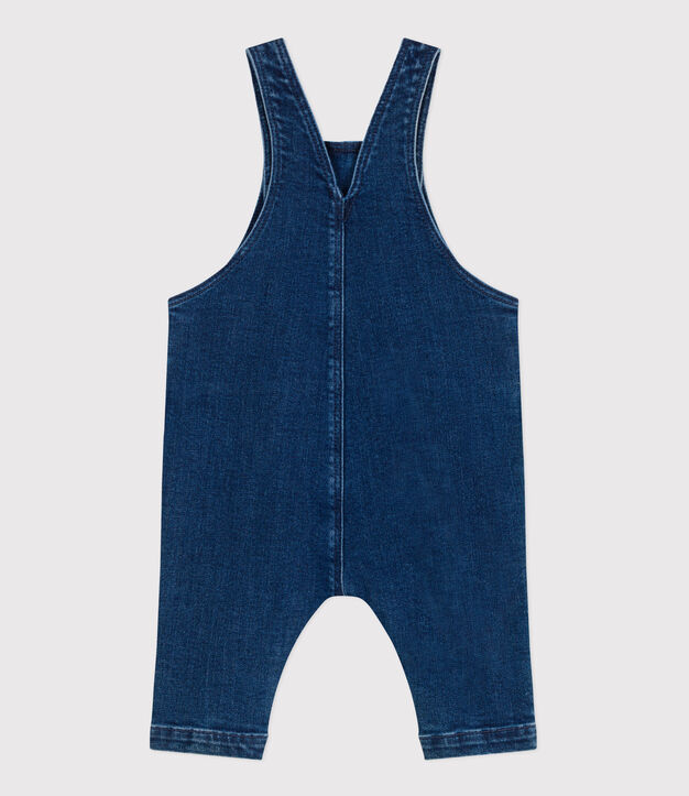 Babies' long-leg elastane denim dungarees blue