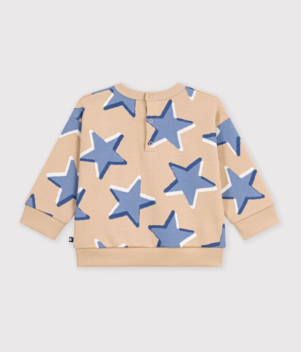 Babies' heart-print cotton sweatshirt beige/multicolor