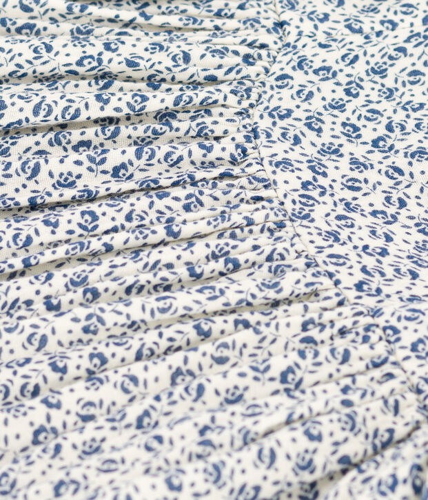 Girls' Sleeveless Printed Cotton Gauze Dress Ecru/blue