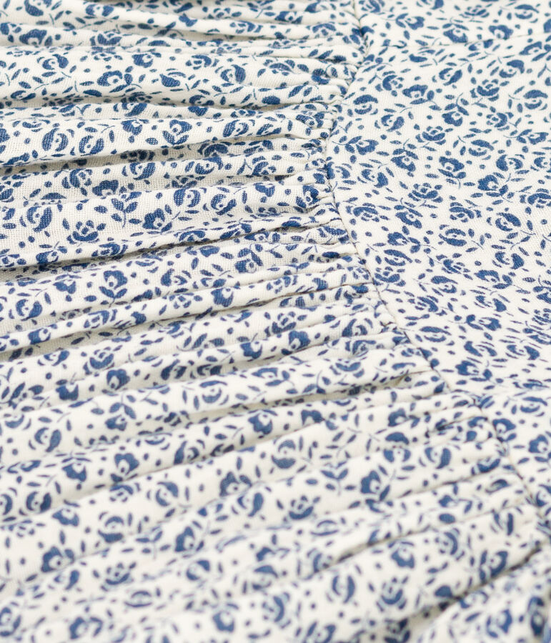 Girls' Sleeveless Printed Cotton Gauze Dress Ecru/blue