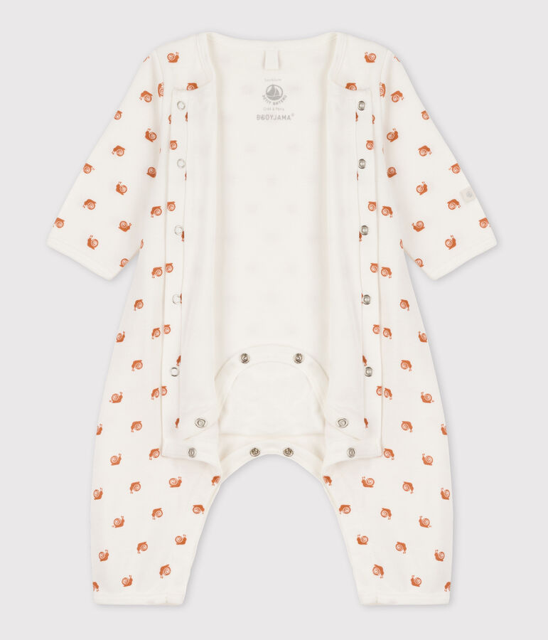 Babies' Patterned Footless Cotton Bodyjama white/brown