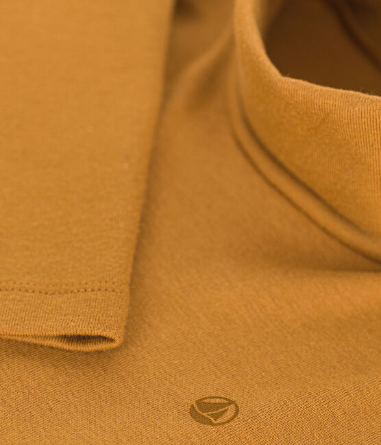 Cotton roll neck top for girls or boys CUIVRE brown