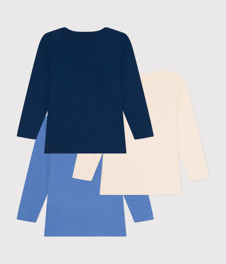 Children's long-sleeved cotton plain T-shirts - 3-Pack multicolor