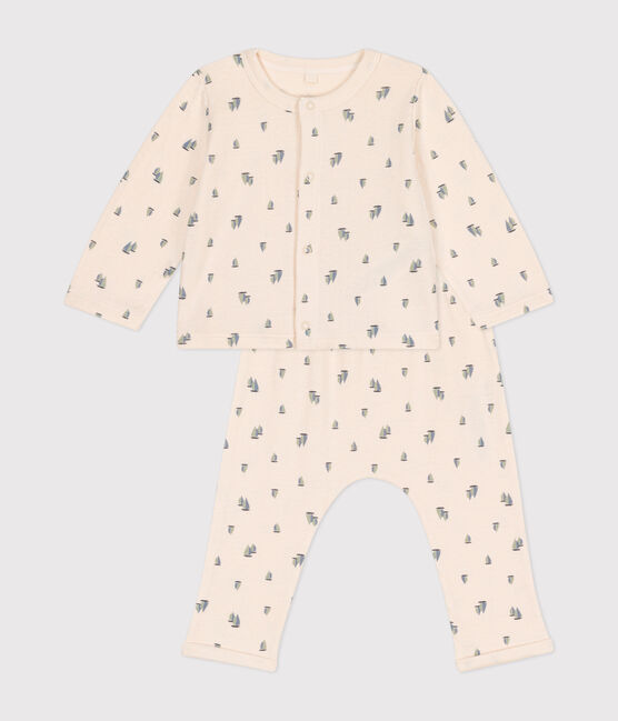 Babies' two-piece set in tube knit fabric AVALANCHE white/MULTICO
