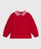 Children's plain cotton sweatshirt with a collar red