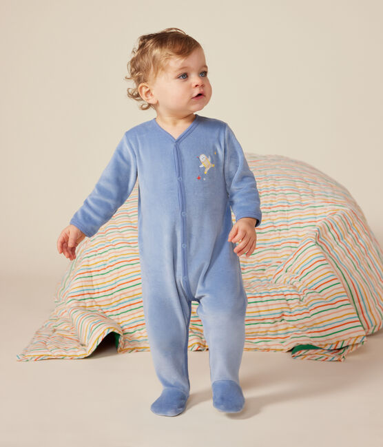 Babies' velour pyjamas BEACH blue