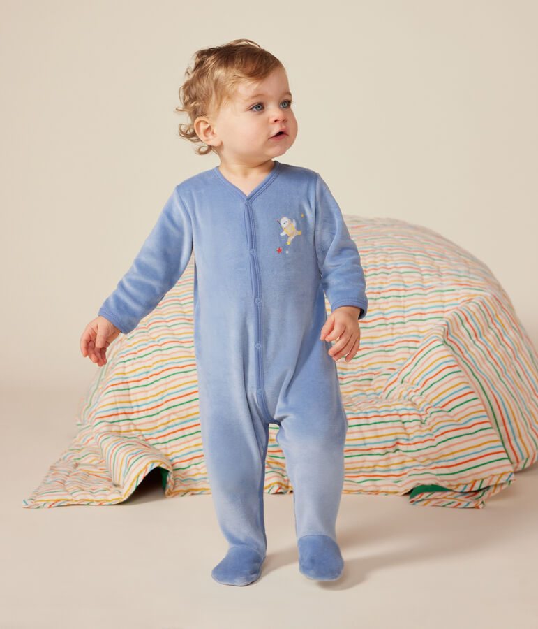 Babies' velour pyjamas blue