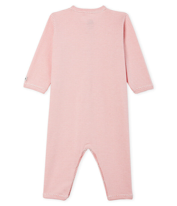 Baby Girls' Footless Ribbed Sleepsuit pink/white