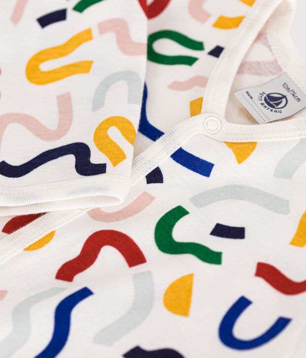 Babies' Luminous Print Footless Cotton Pyjamas white/multicolor