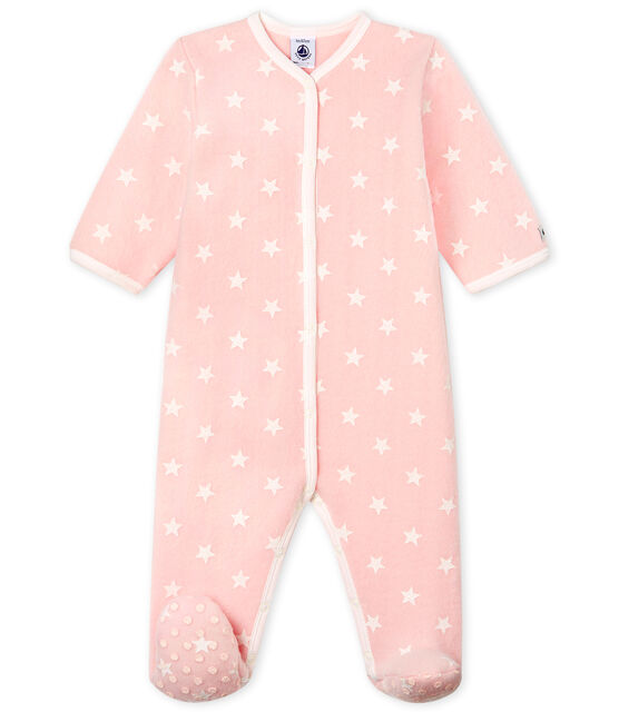 Baby Girls' Fleece Onesie MINOIS pink/MARSHMALLOW white