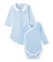 Set of 2 newborn baby girls' long-sleeved bodysuits LOT white