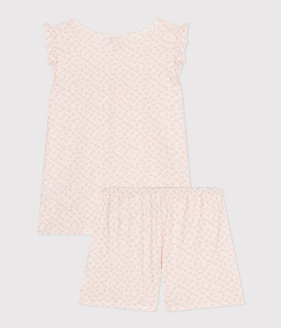 Children's Short Floral Print Cotton Pyjamas MARSHMALLOW /PANTY