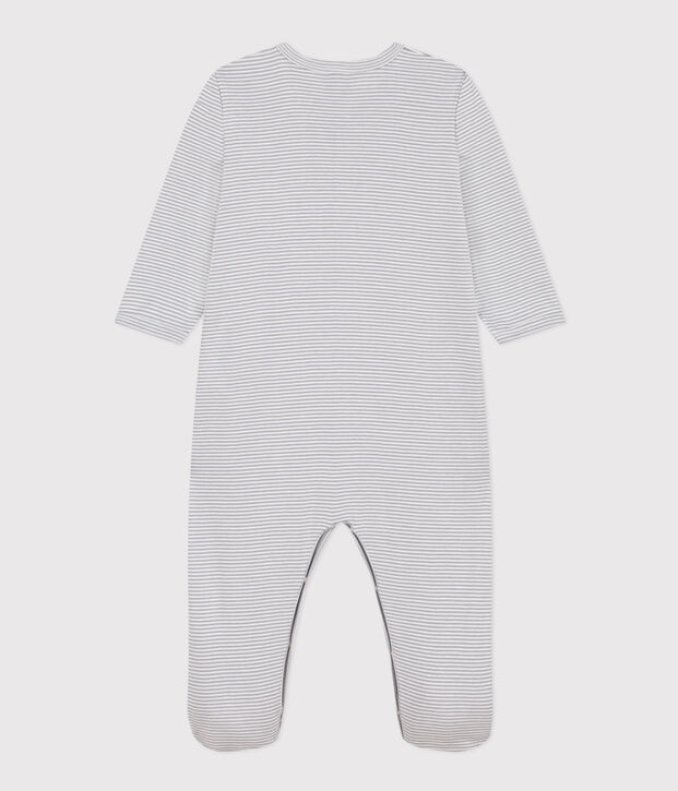 Babies' Pinstriped Cotton Pyjamas grey/white