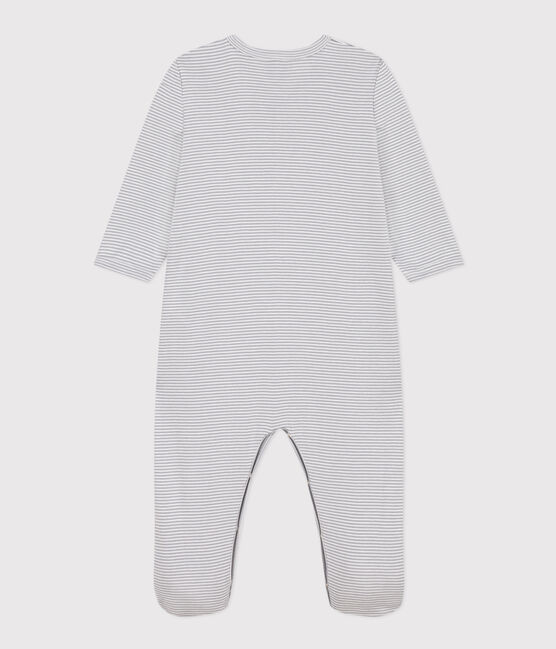 Babies' Pinstriped Cotton Pyjamas PIGEON /MARSHMALLOW