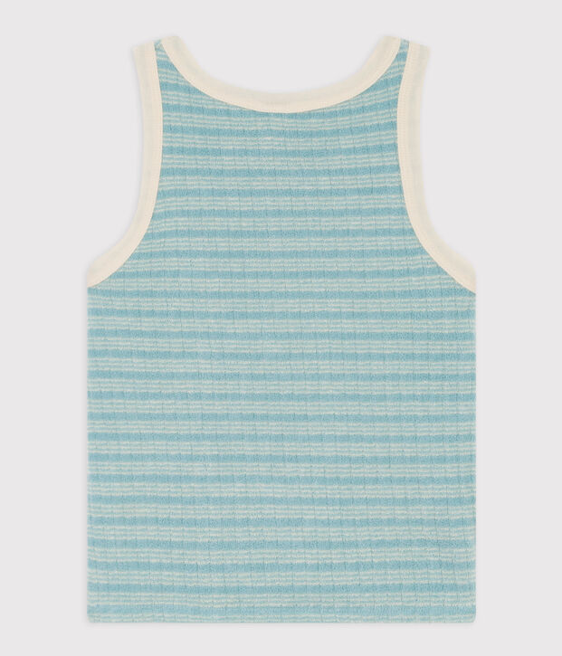 Girls' Terry Vest green/ecru