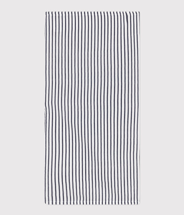 STRIPED COTTON GAUZE MUSLIN FOR BABY white/blue