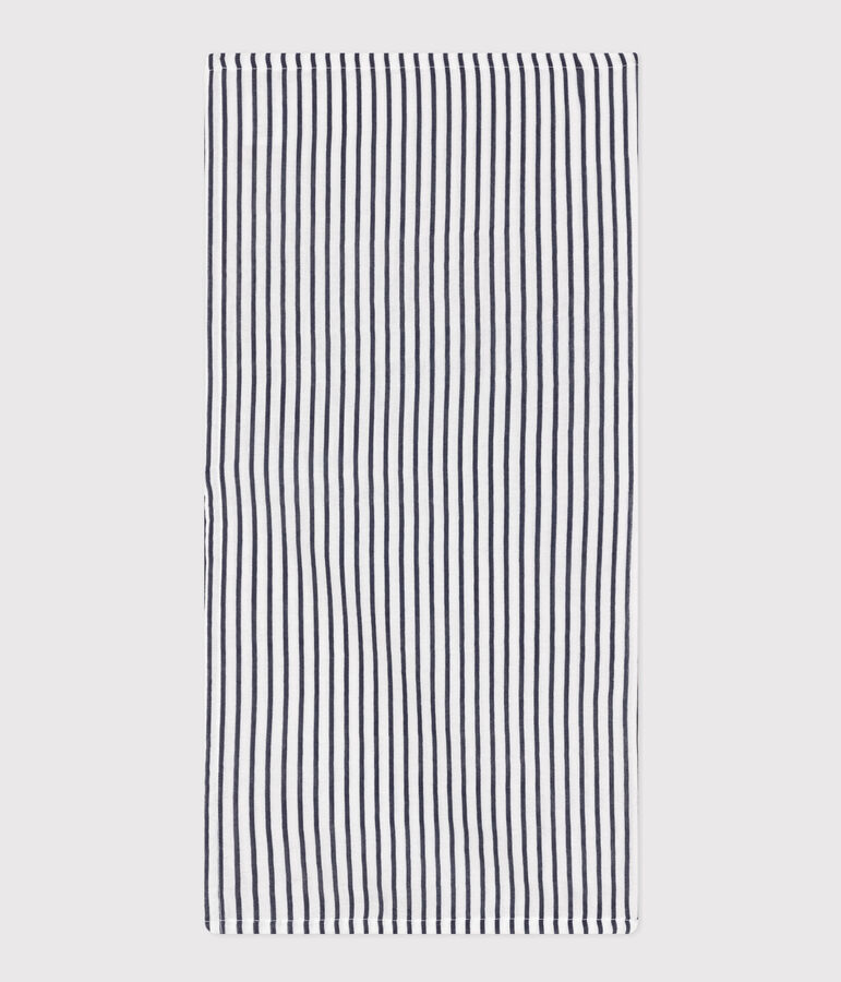 STRIPED COTTON GAUZE MUSLIN FOR BABY white/blue