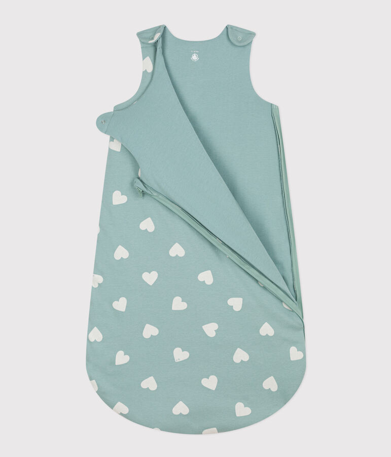 Heart Themed Cotton Sleeping Bag green/ecru