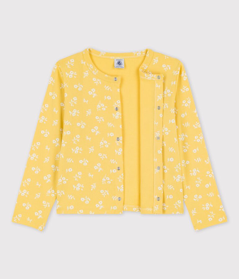 Girls' Print Cotton Cardigan yellow/white