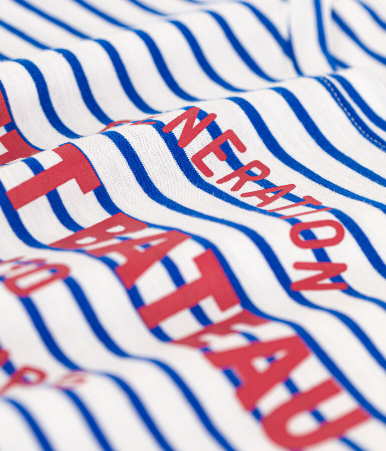 Women's Straight Round-Neck Cotton T-Shirt white/blue